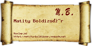 Matity Boldizsár névjegykártya